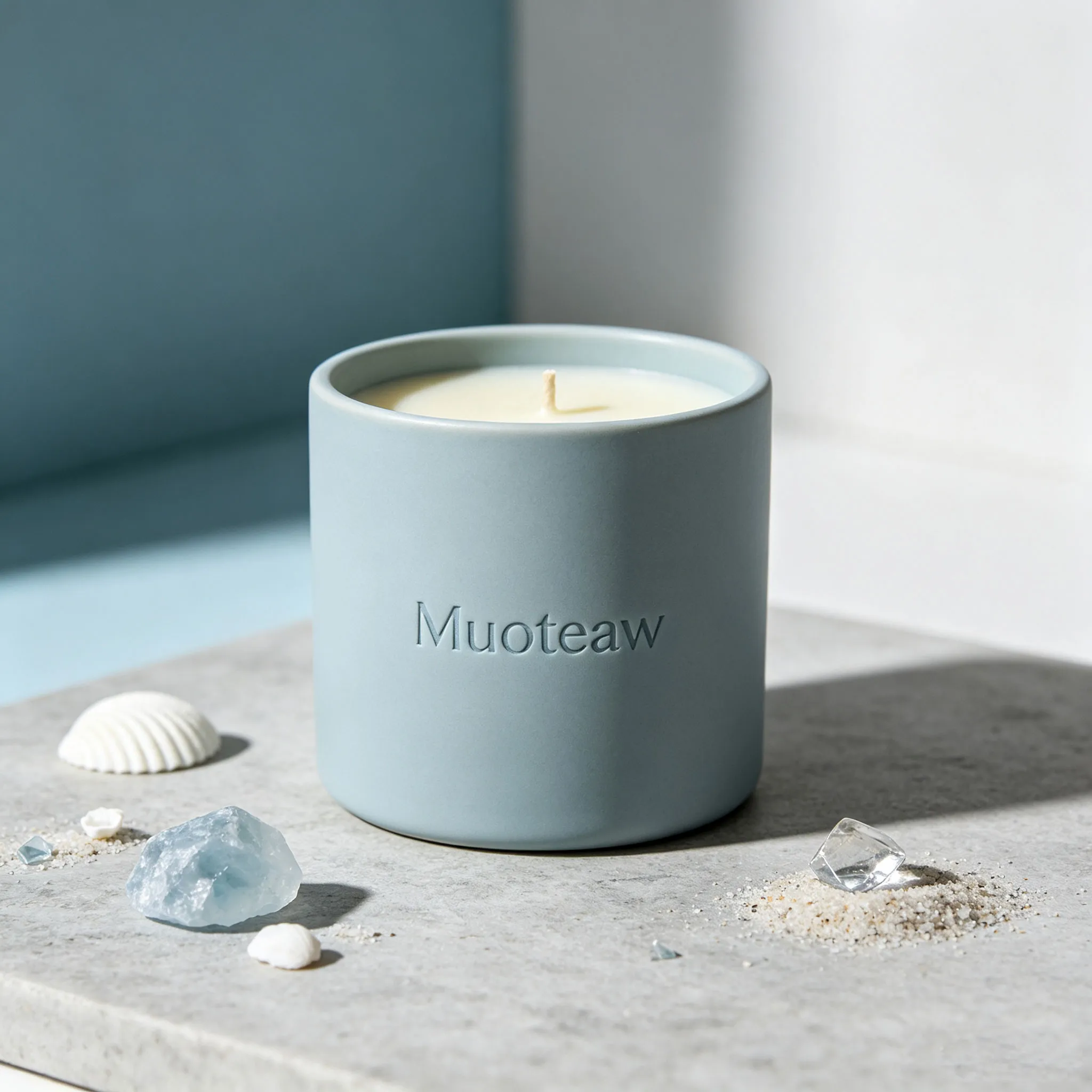 Muoteaw Coastal Salt & Blue Cypress Scented Candle